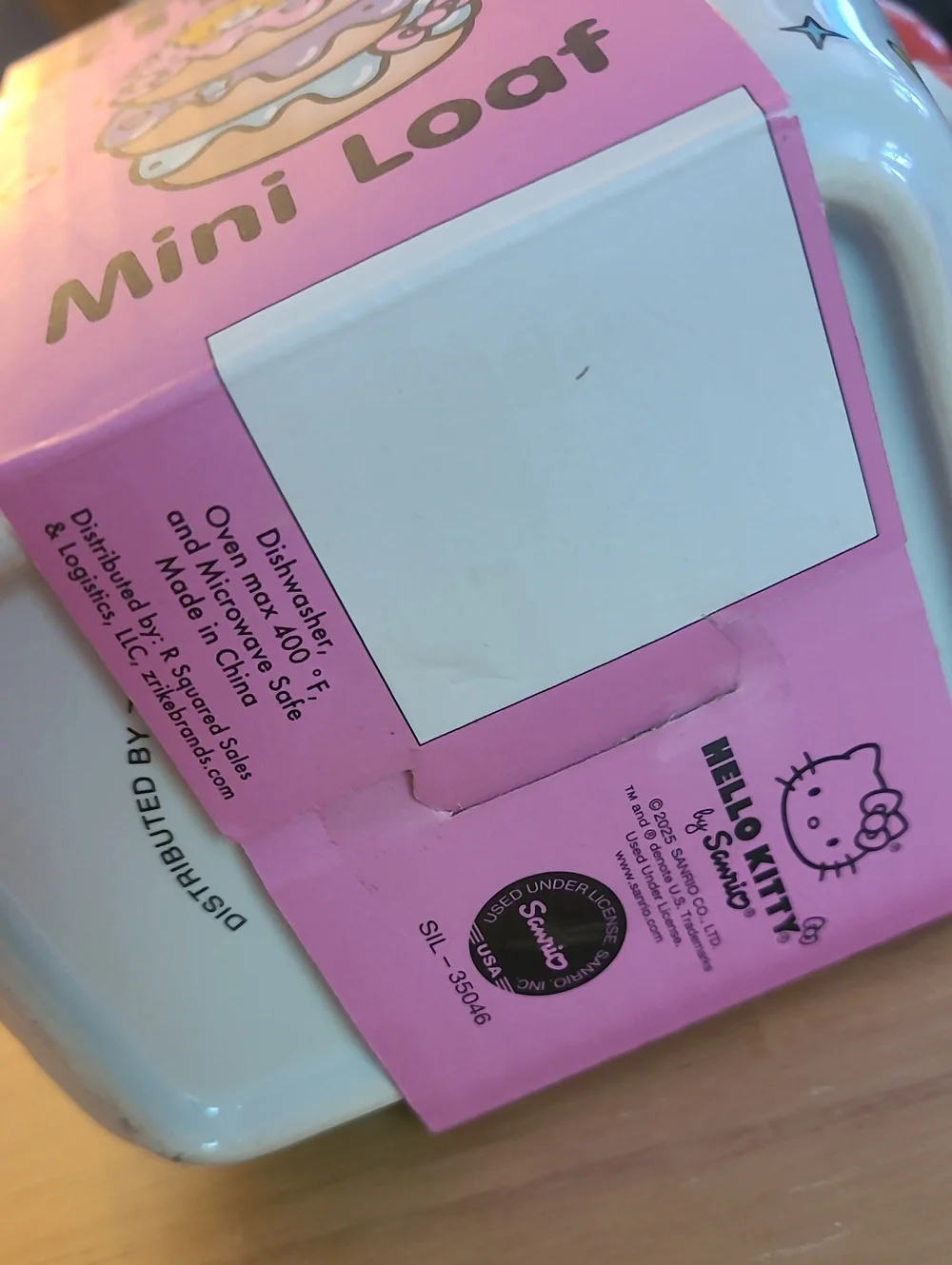 Hello Kitty White Ceramic Mini Loaf with Pink Trim Set Of 2